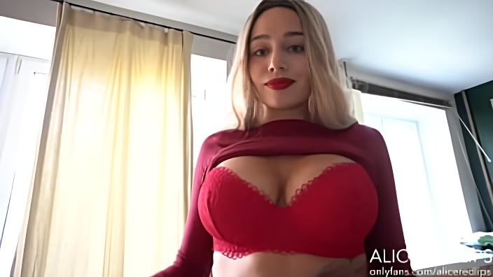 Sexy blonde showed great boobs