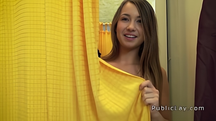 Natural busty ababe banged in public change room