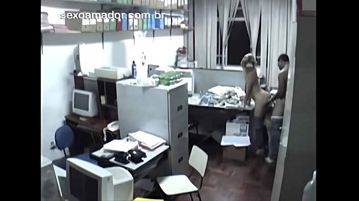 Naughty blonde has sex with another employee inside accounting office