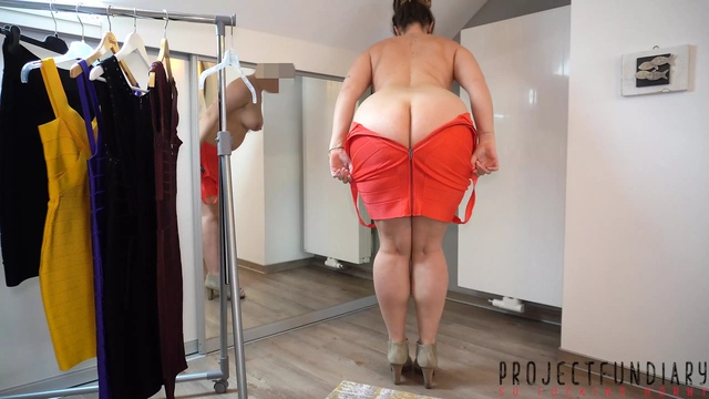 Curvy Lady Putting on Her Tight Bodycon Dresses for You